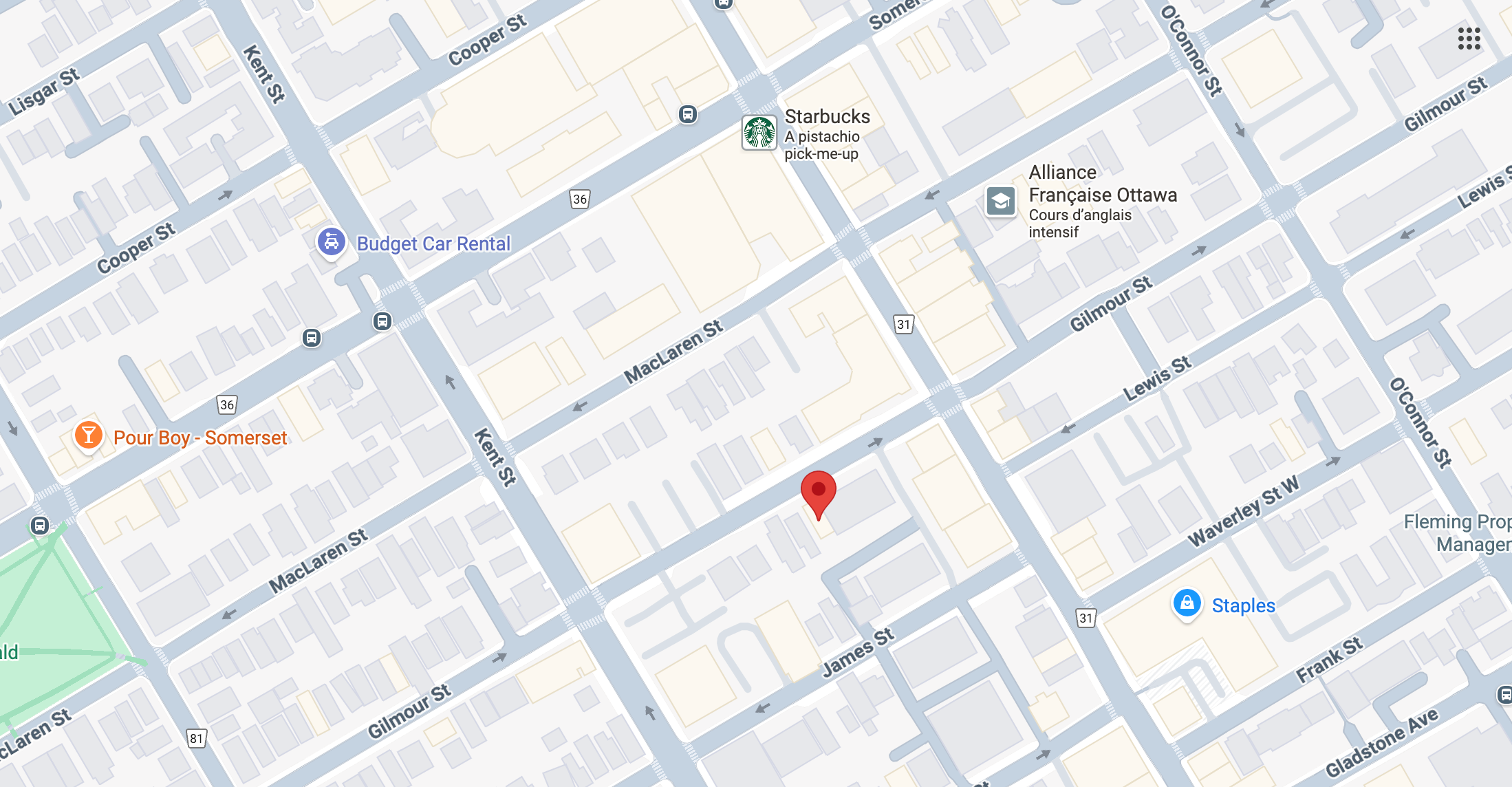 Therapy in Ottawa. Map of Fireside Psychotherapy